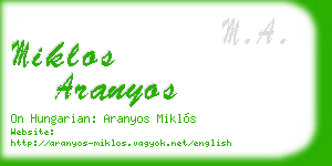 miklos aranyos business card